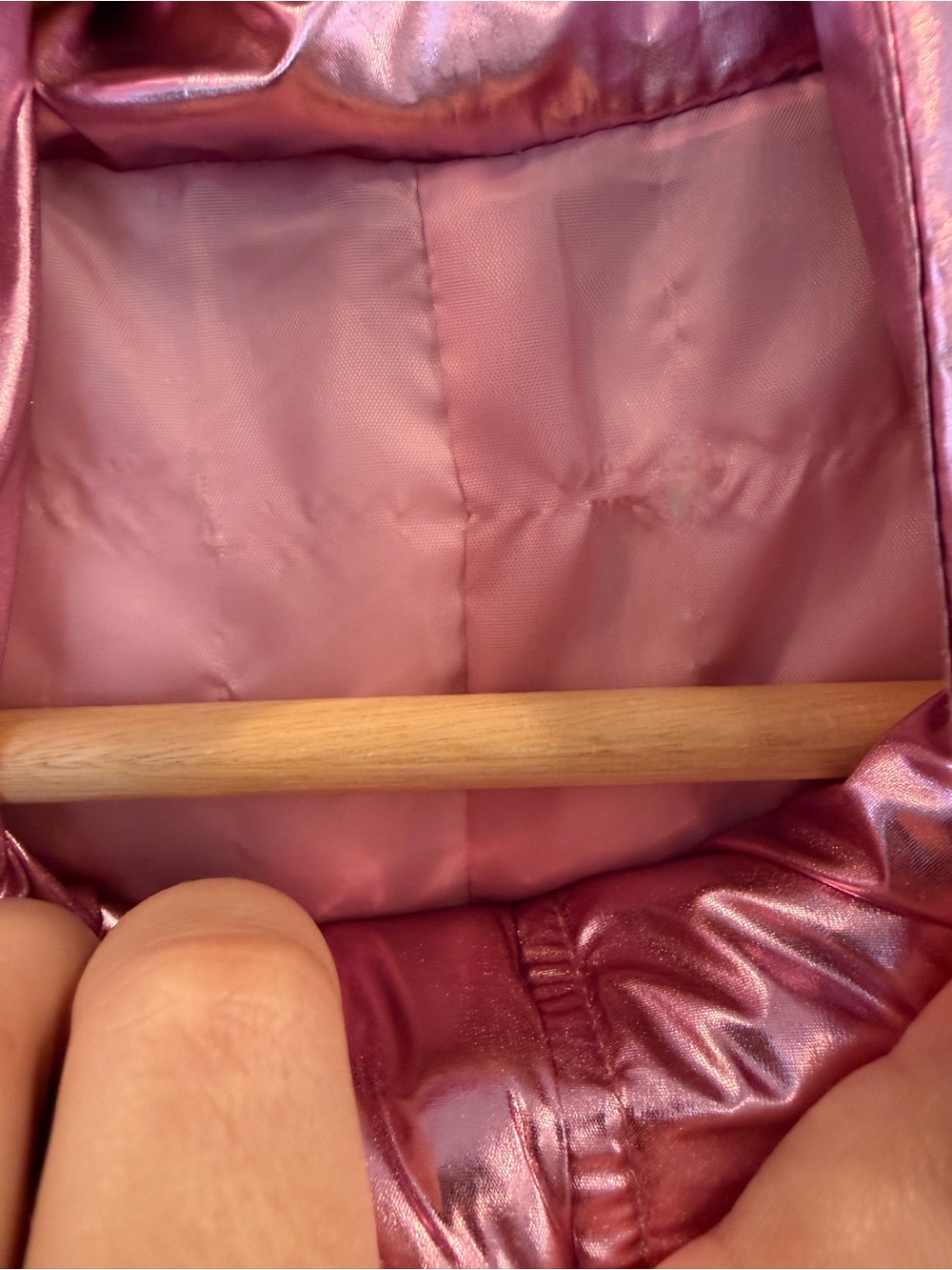 3/$15 Shiny Pink Metallic Puffer Vest - Women's Quilted Sleeveless Jacket - Picture 2 of 2